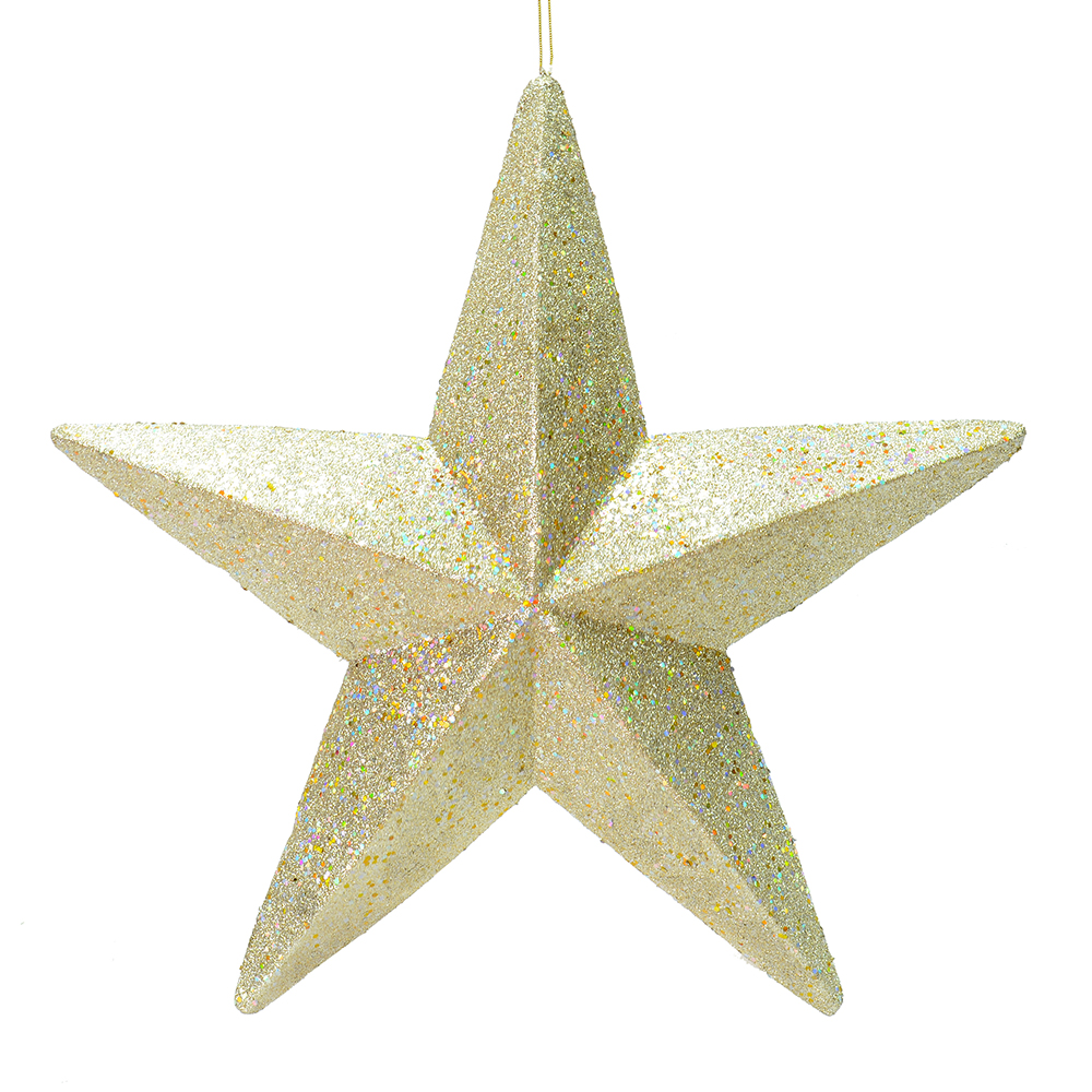 23 Inch Champagne Glitter Star Christmas Ornament