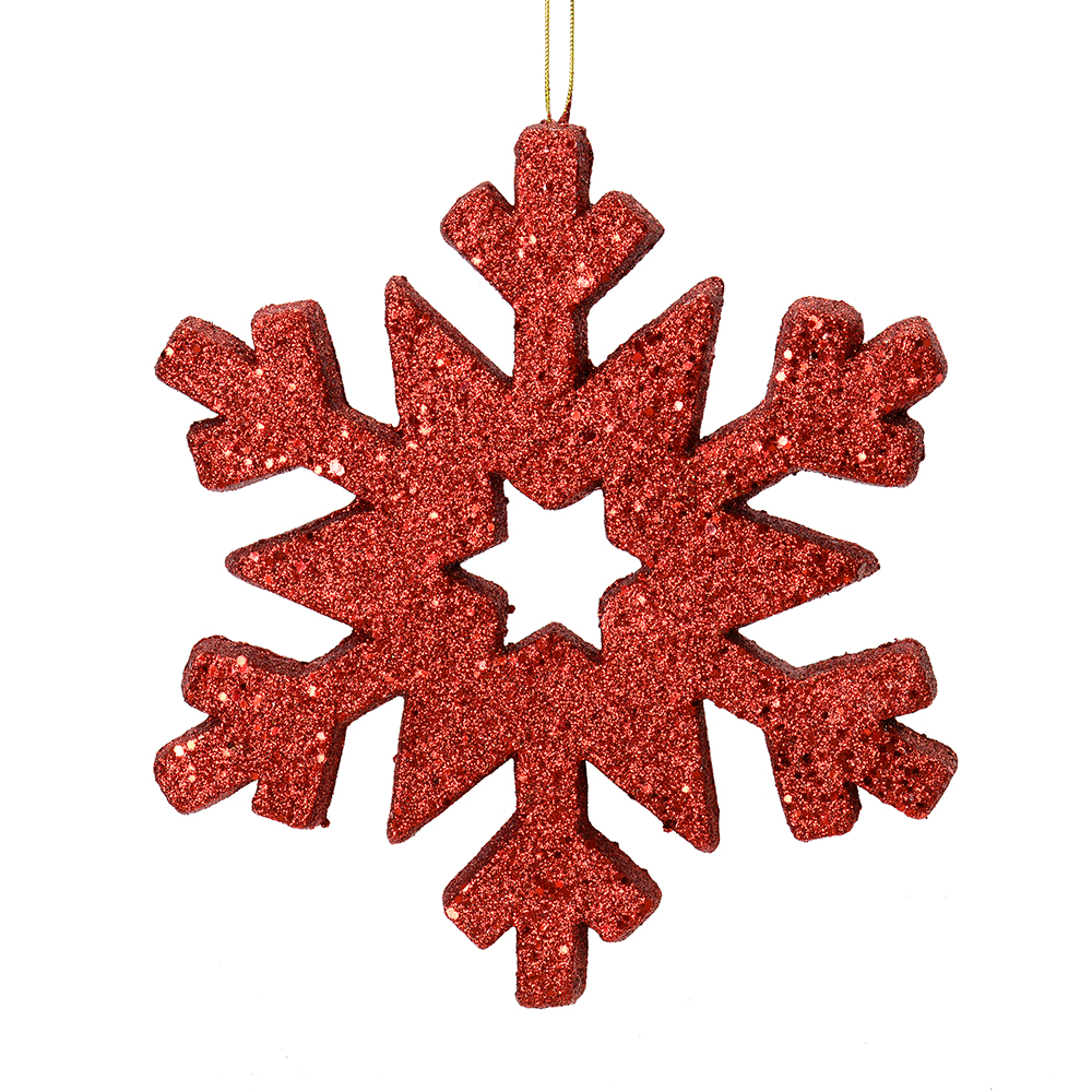 12 Inch Burgundy Glitter Snowflake Christmas Ornament