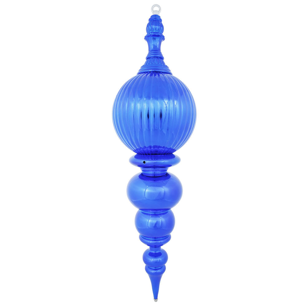 28 Inch Blue Shiny Pumpkin Christmas Finial Ornament Shatterproof