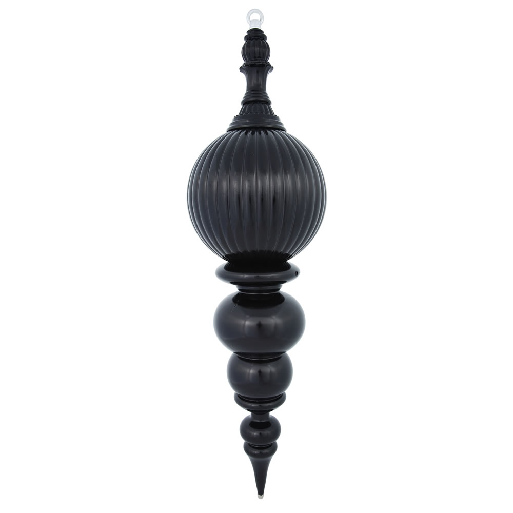 Christmastopia.com 28 Inch Black Shiny Pumpkin Halloween Finial Ornament Shatterproof