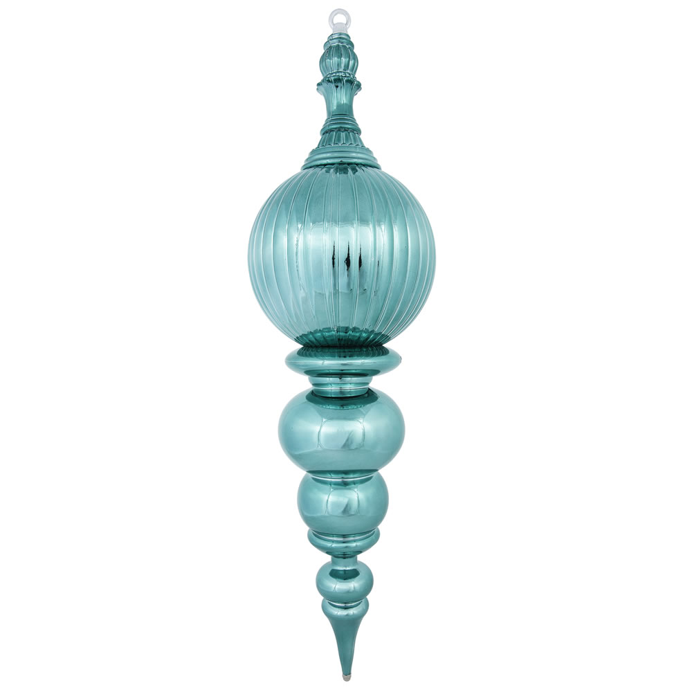 Christmastopia.com 28 Inch Sea Blue Shiny Pumpkin Christmas Finial Ornament Shatterproof