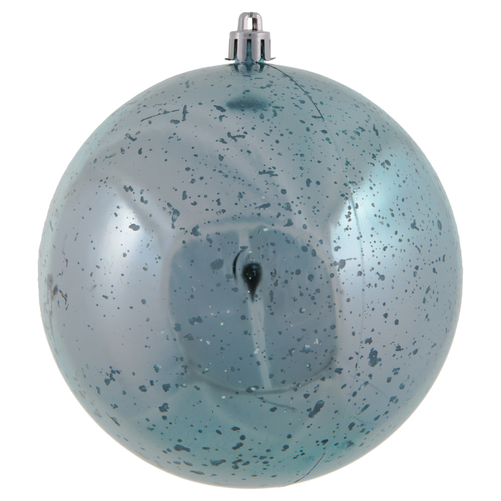 6 Inch Baby Blue Shiny Mercury Christmas Ball Ornament - Set of 4