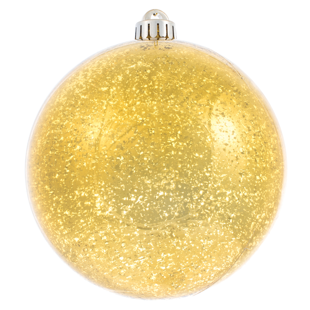 Christmastopia.com 6 Inch Honey Gold Shiny Mercury Mardi Gras Ball Ornament - Set of 4