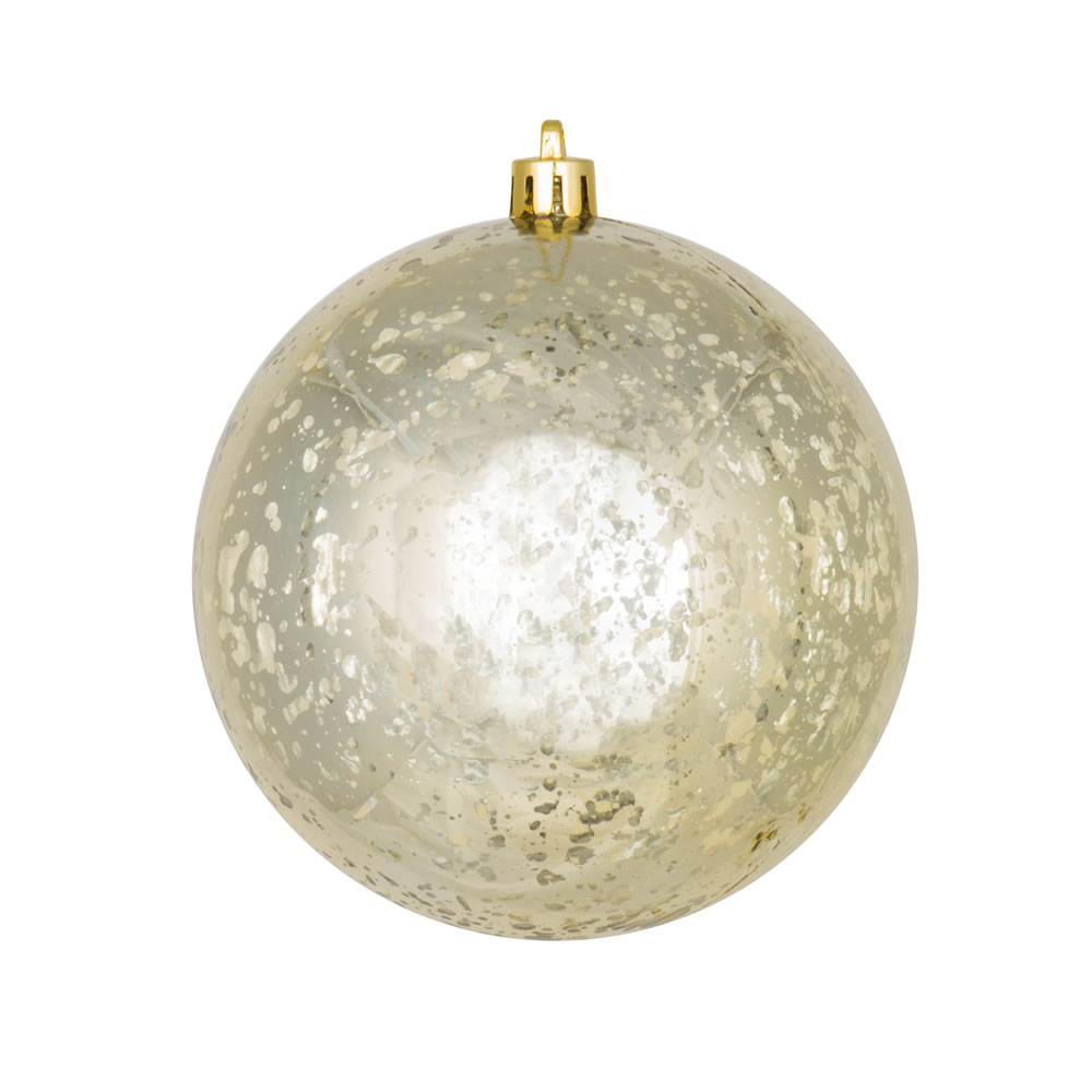 6 Inch Champagne Shiny Mercury Christmas Ball Ornament - Set of 4