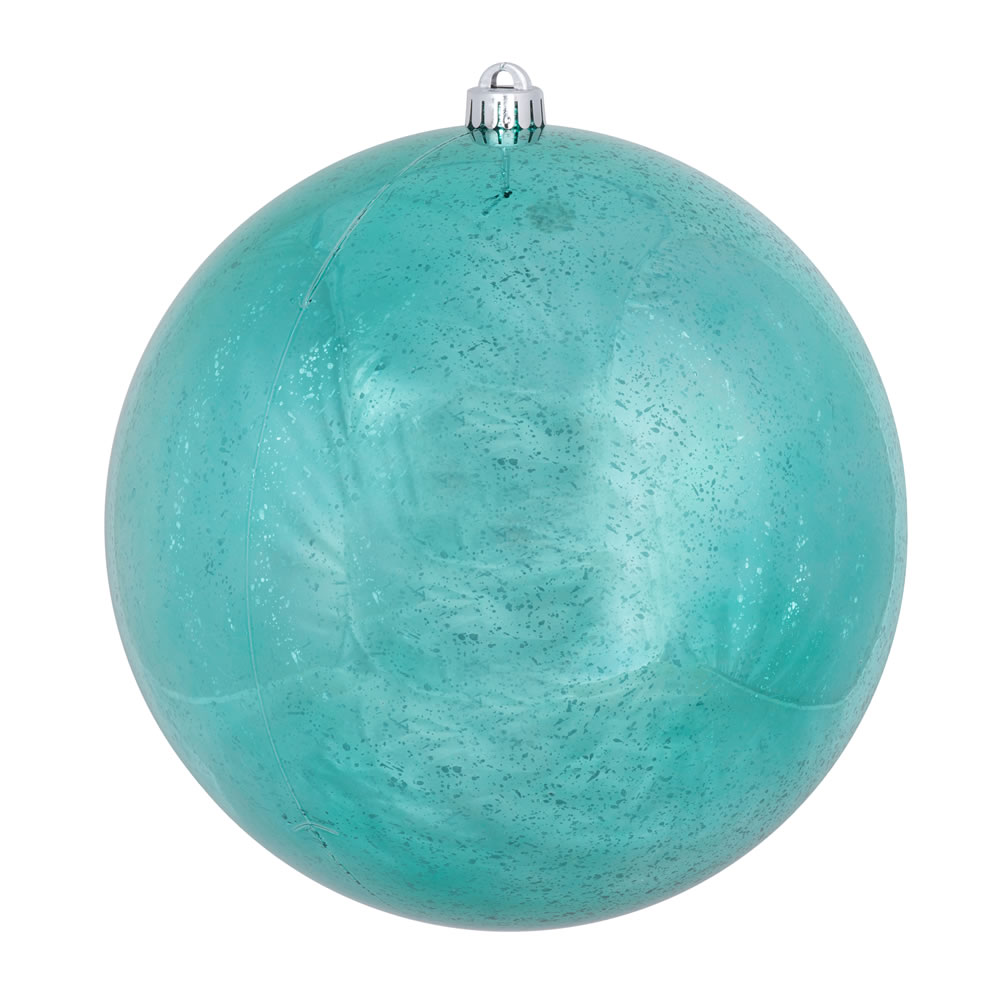 6 Inch Teal Shiny Mercury Christmas Ball Ornament - Set of 4