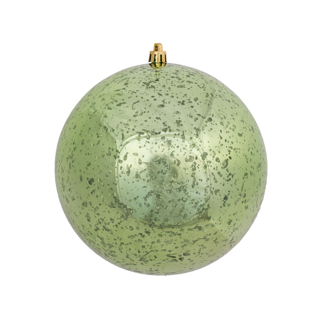 6 Inch Celadon Shiny Mercury Christmas Ball Ornament - Set of 4