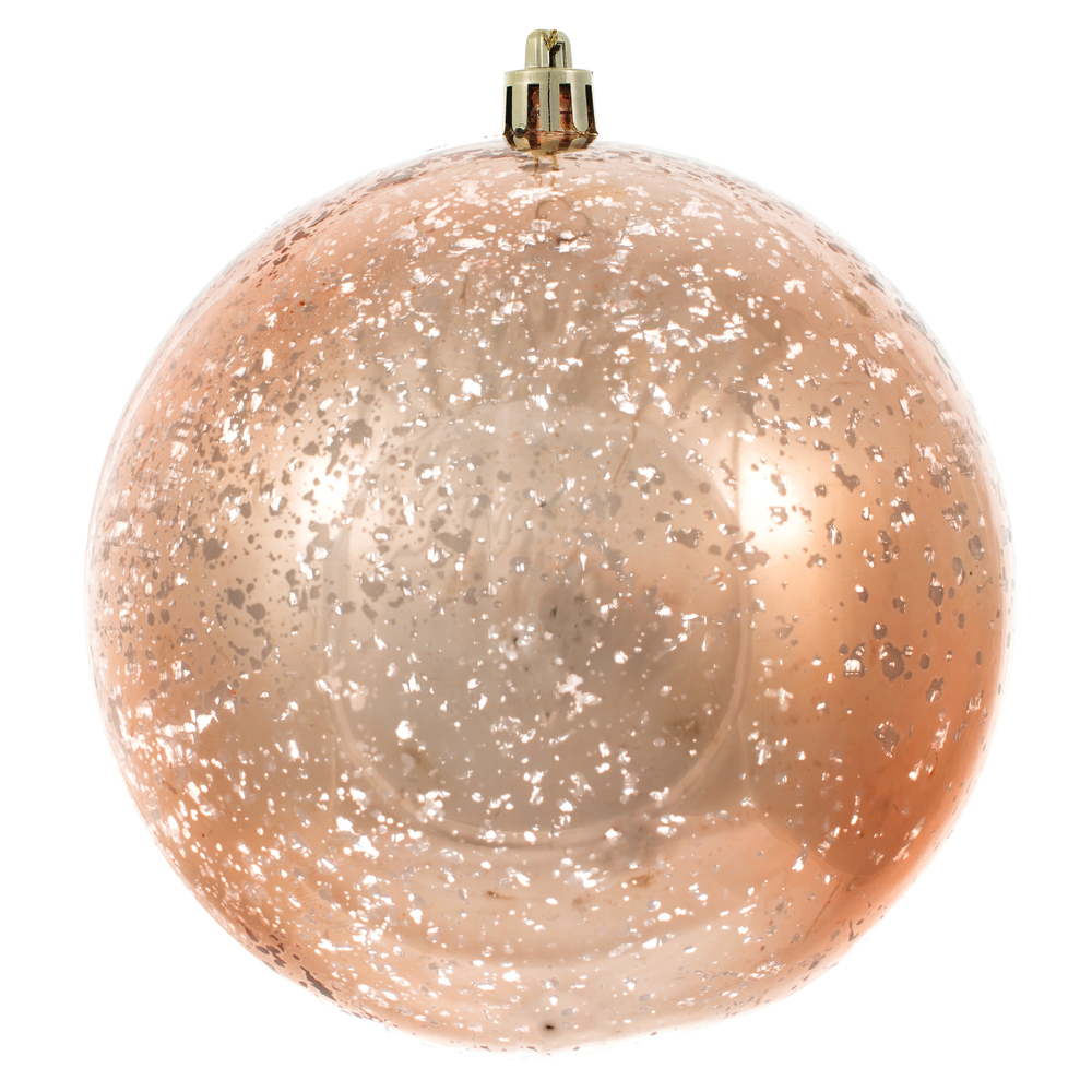 6 Inch Rose Gold Shiny Mercury Christmas Ball Ornament - Set of 4