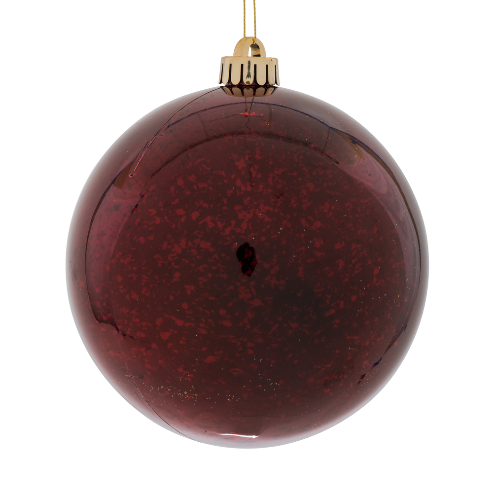 6 Inch Burgundy Shiny Mercury Christmas Ball ornament - Set of 4