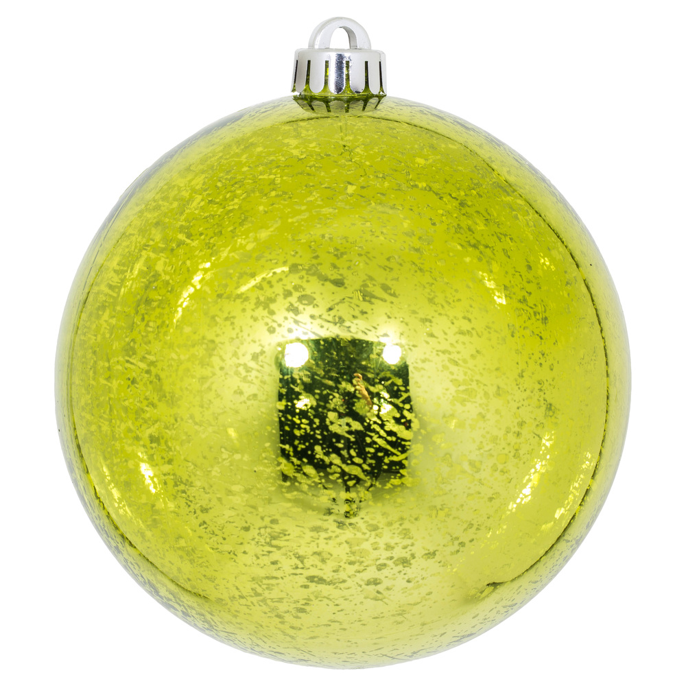 6 Inch Lime Green Shiny Mercury Round Christmas Ball Ornament Shatterproof