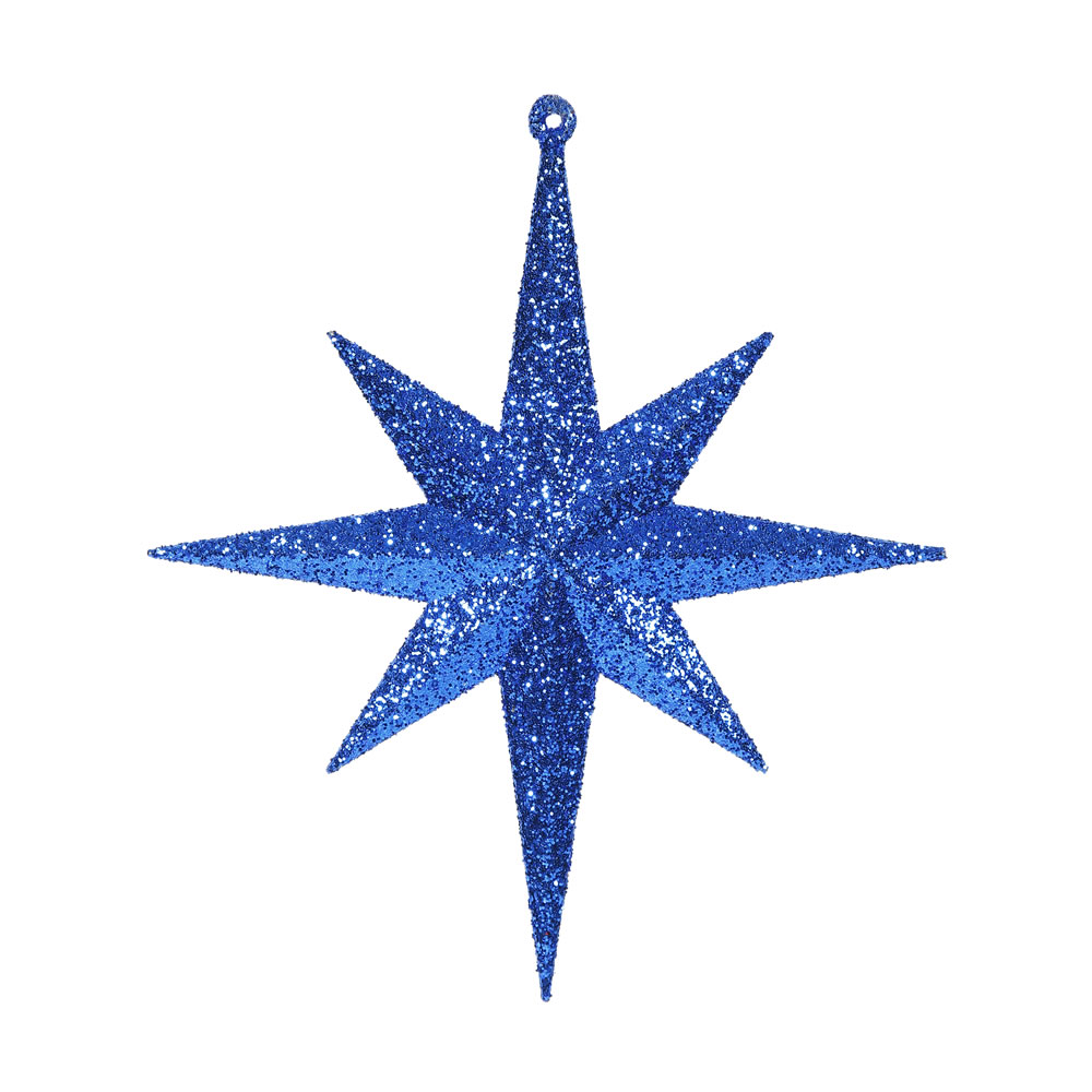 8 Inch Blue Iridescent Glitter Bethlehem Star Christmas Ornament
