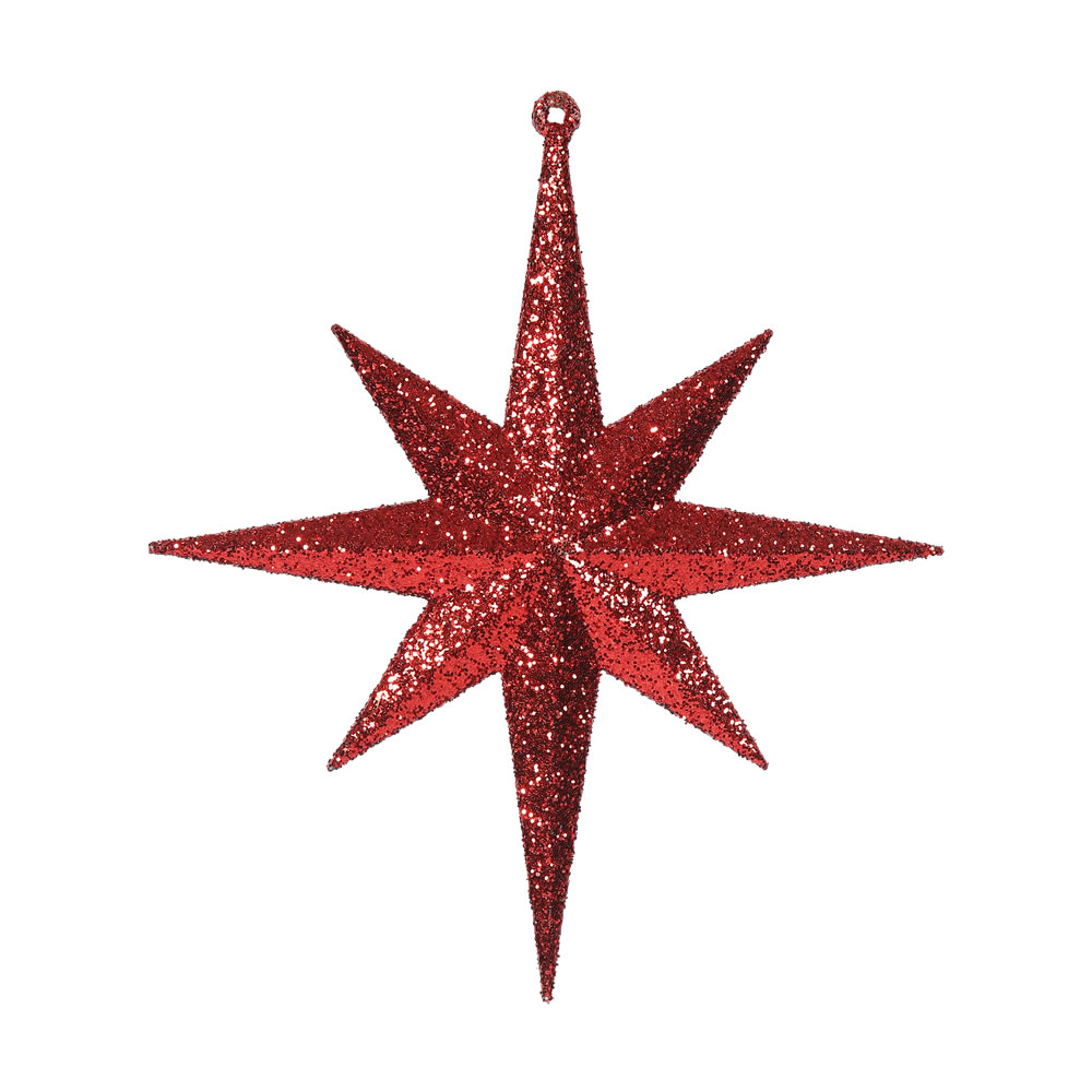 8 Inch Red Iridescent Glitter Bethlehem Star Christmas Ornament