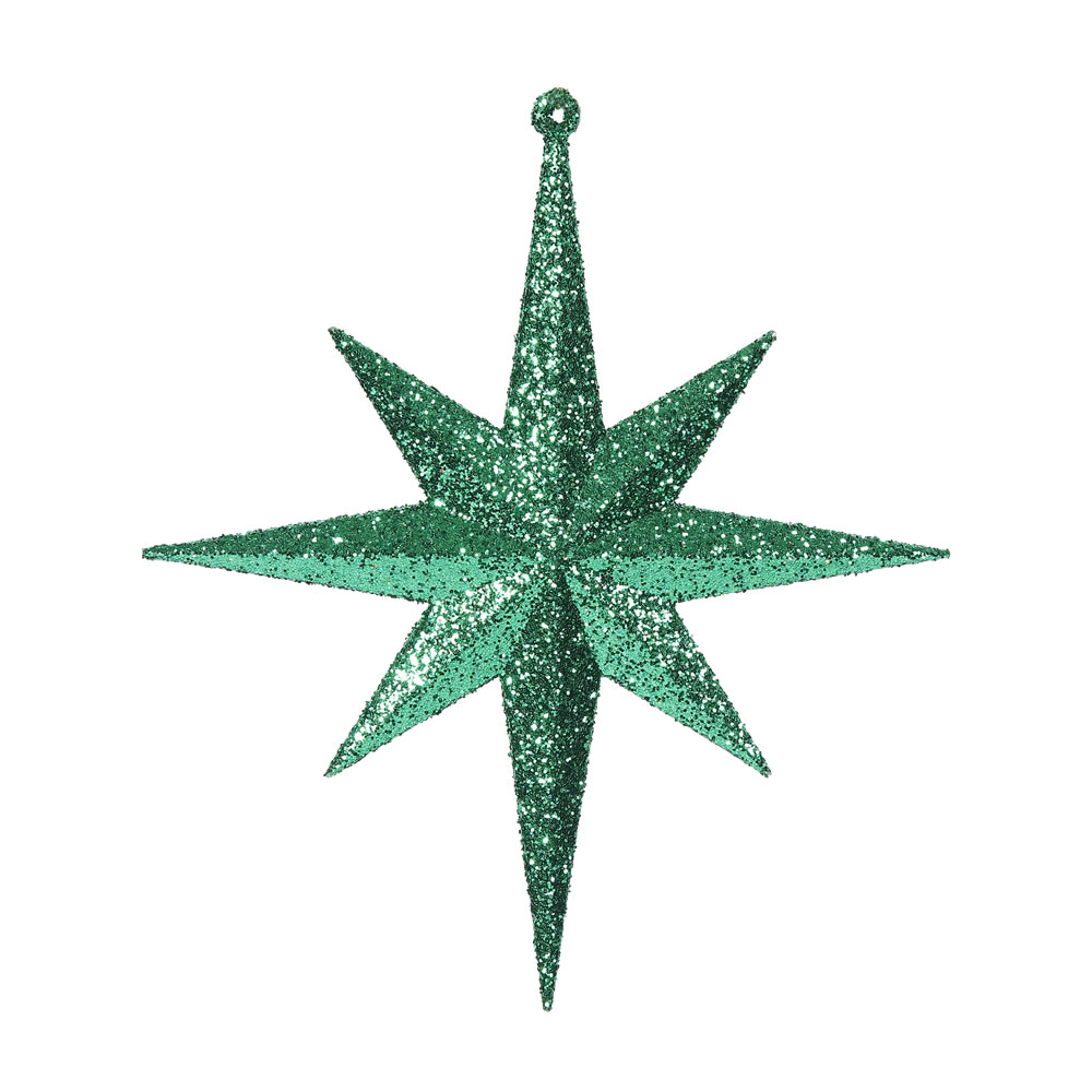 8 Inch Green Iridescent Glitter Bethlehem Star Mardi Gras Ornament