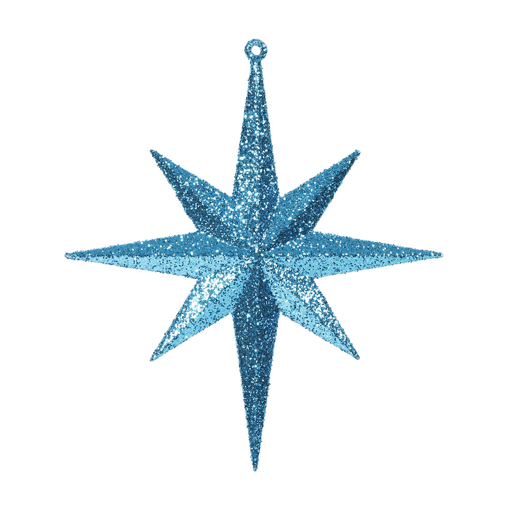 8 Inch Turquoise Iridescent Glitter Bethlehem Star Christmas Ornament