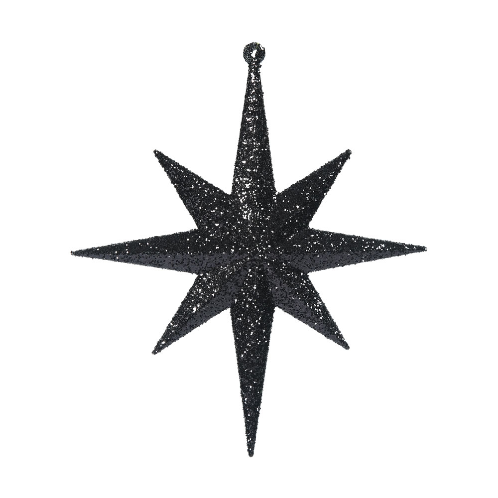 8 Inch Black Iridescent Glitter Bethlehem Star Christmas Ornament