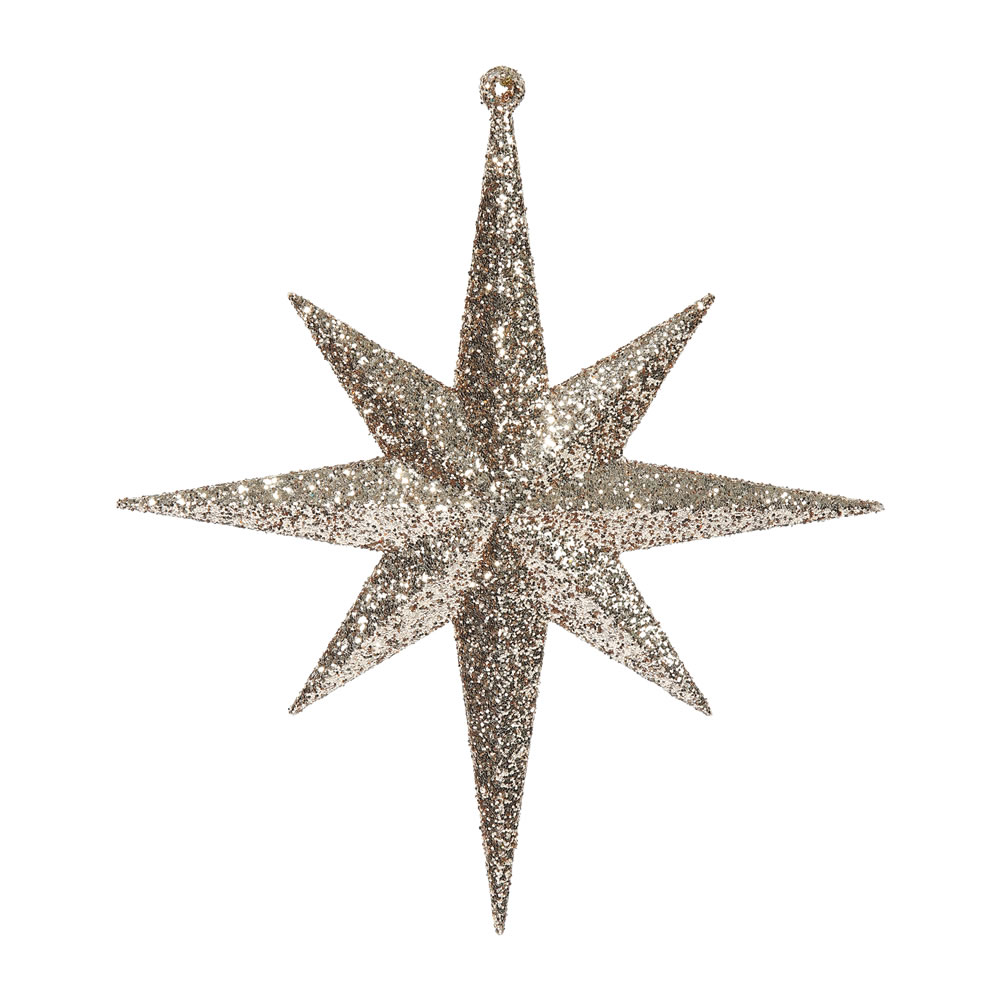 8 Inch Rose Gold Iridescent Glitter Bethlehem Star Christmas Ornament