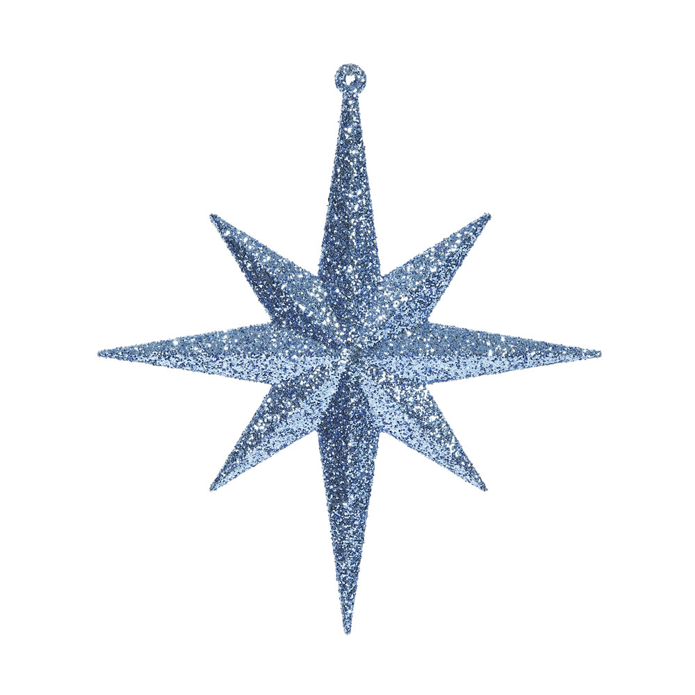 8 Inch Sea Blue Iridescent Glitter Bethlehem Star Christmas Ornament