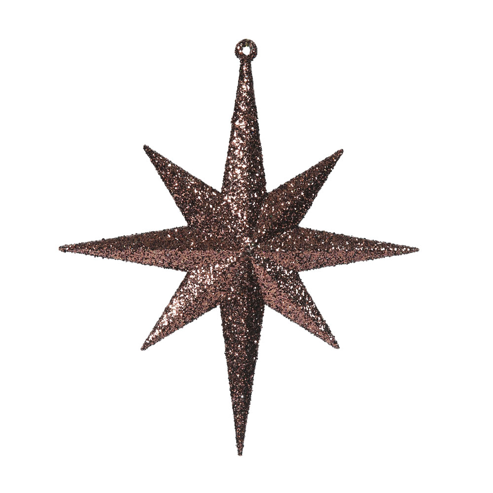 8 Inch Chocolate Iridescent Glitter Bethlehem Star Christmas Ornament