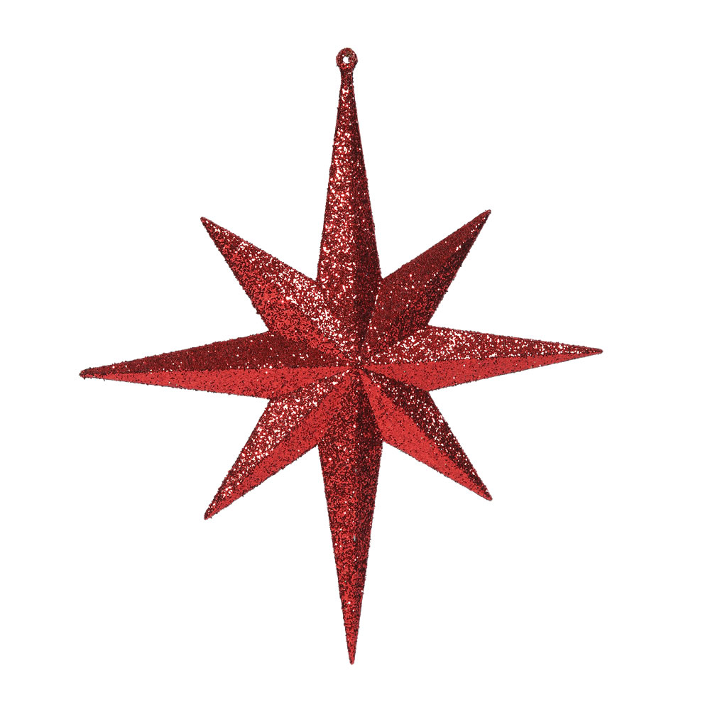 12 Inch Red Iridescent Glitter Bethlehem Star Christmas Ornament