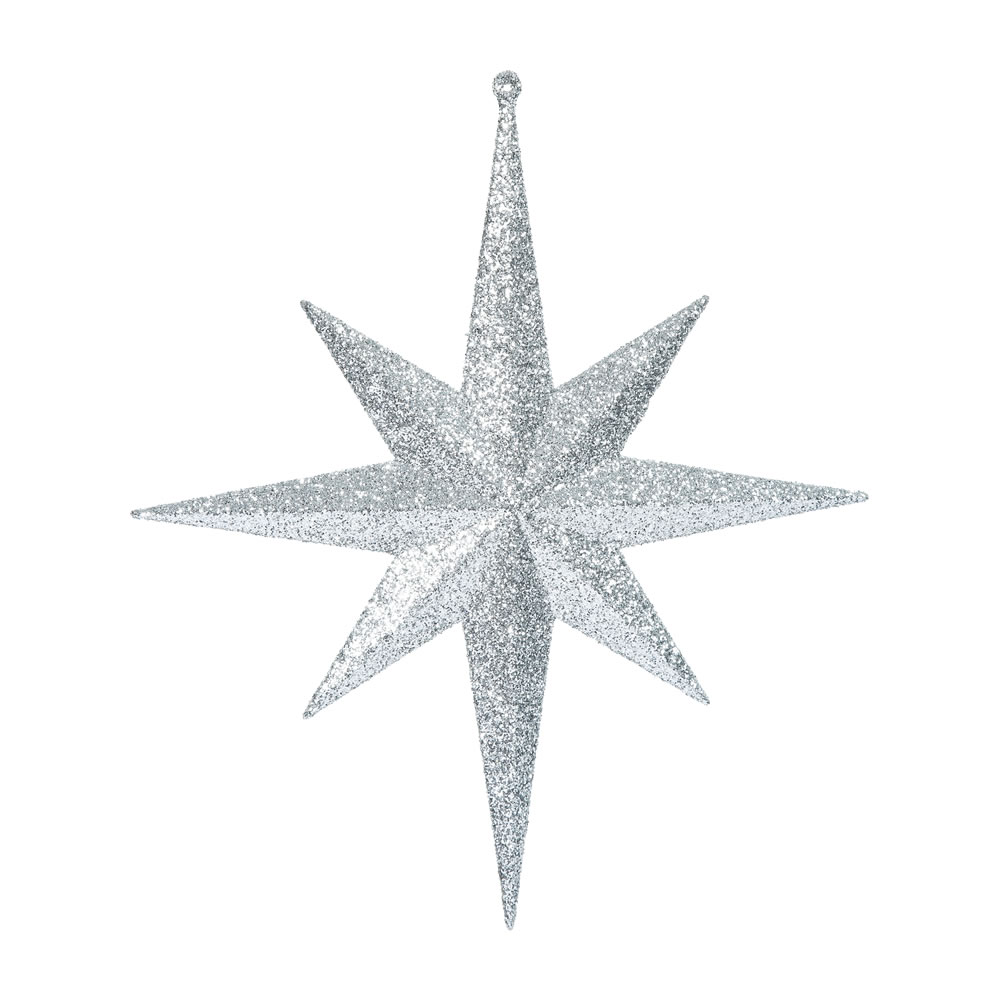 12 Inch Silver Iridescent Glitter Bethlehem Star Christmas Ornament