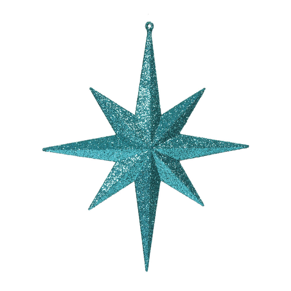 12 Inch Lake Blue Iridescent Glitter Bethlehem Star Christmas Ornament