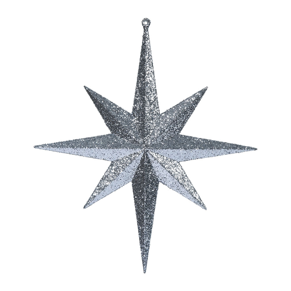12 Inch Pewter Iridescent Glitter Bethlehem Star Christmas Ornament