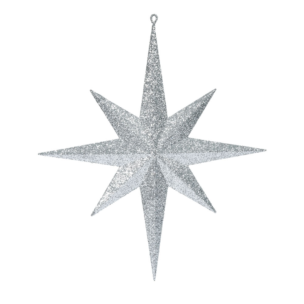 15.75 Inch Silver Glitter Bethlehem Star Christmas Ornament