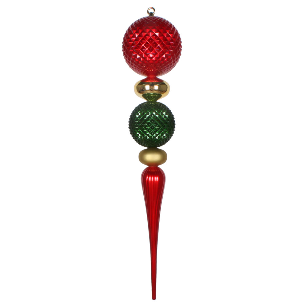 2.75 Foot Red and Green Durian Candy Matte Finial Christmas Ornament