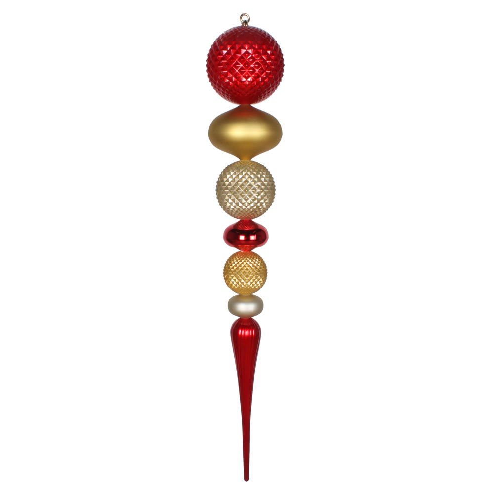 3.5 Foot Red, Gold and Champagne Durian Candy Matte Finial Christmas Ornament