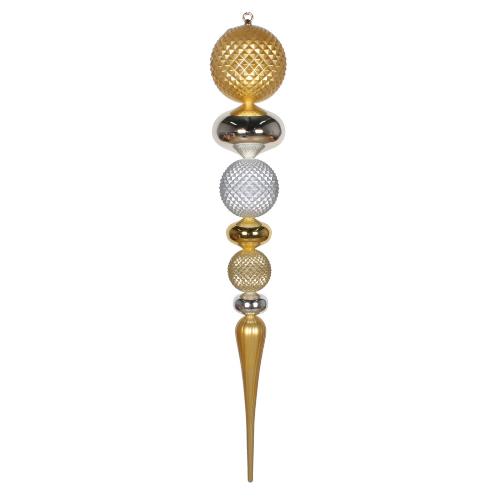 3.5 Foot Champagne, Silver and Gold Durian Candy Matte Finial Christmas Ornament
