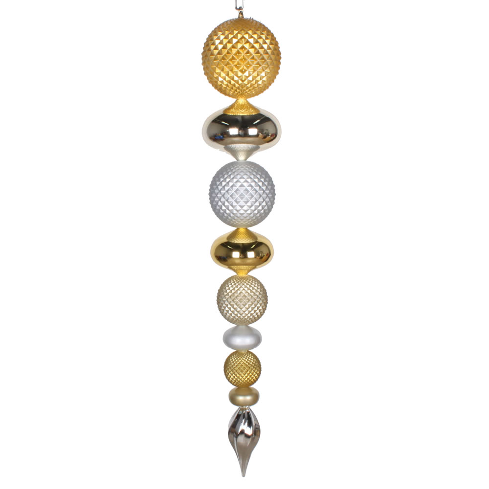 3.75 Foot Champagne, Silver and Gold Durian Candy Matte Finial Christmas Ornament
