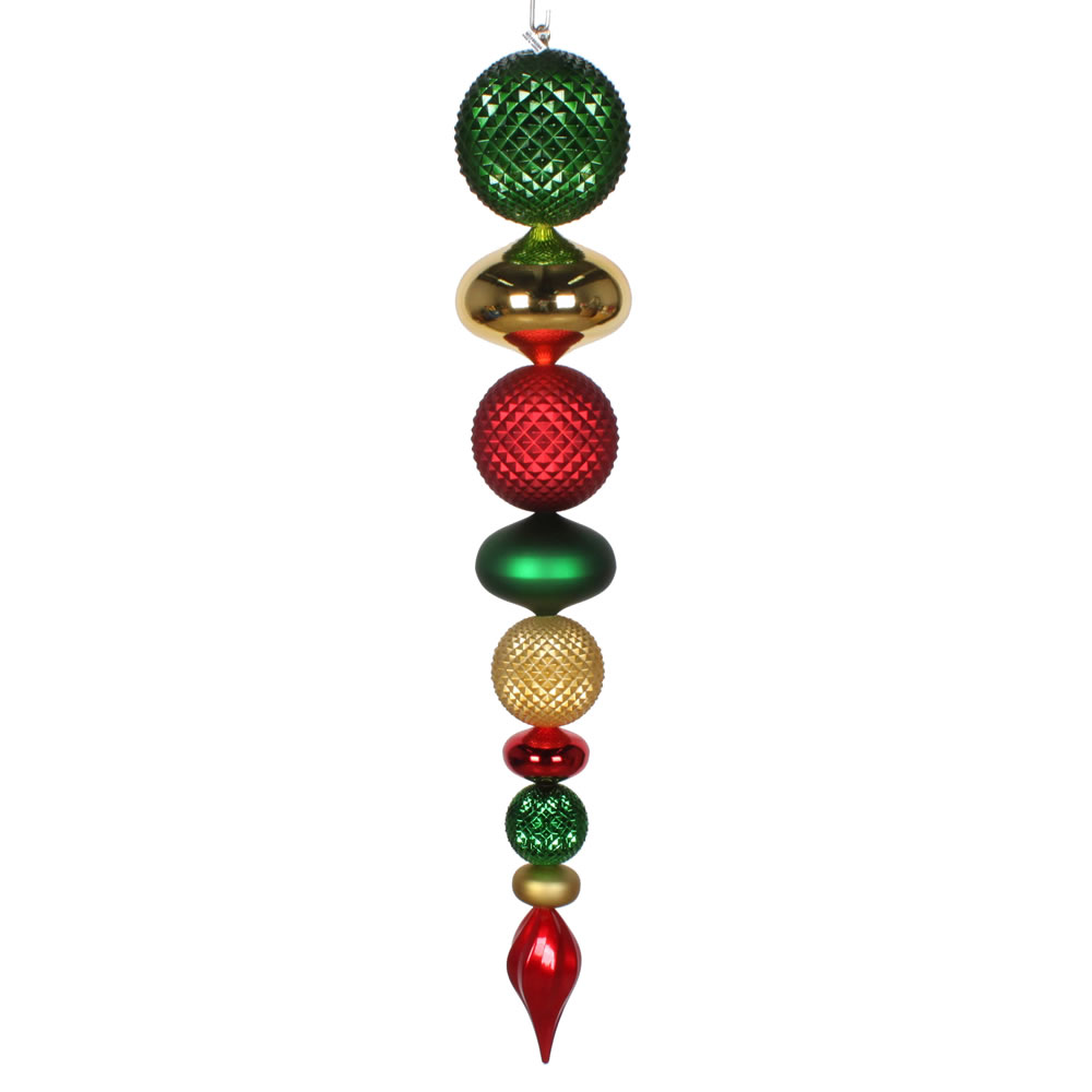 Christmastopia.com 3.75 Foot Red, Green and Gold Durian Candy Matte Finial Christmas Ornament