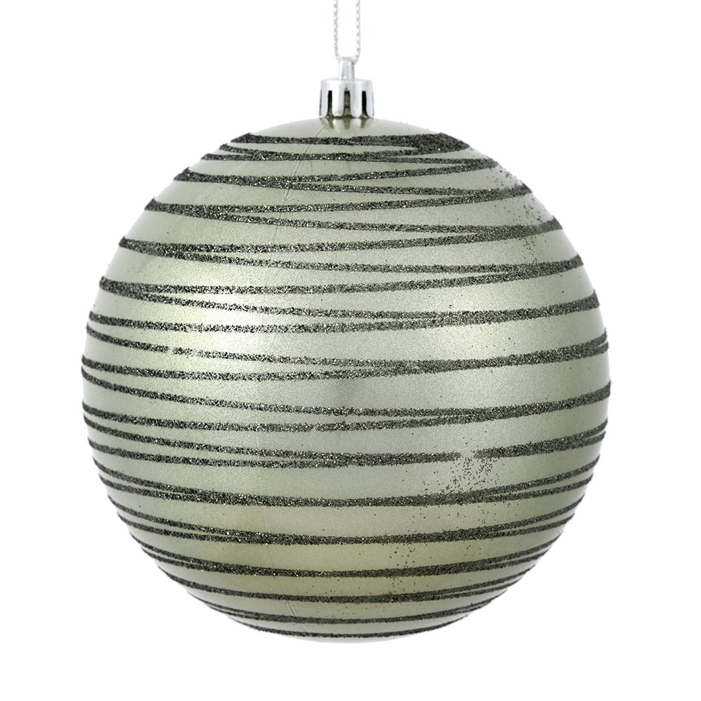 Christmastopia.com 4 Inch Wrought Iron Candy Glitter Lines Round Christmas Ball Shatterproof Ornament