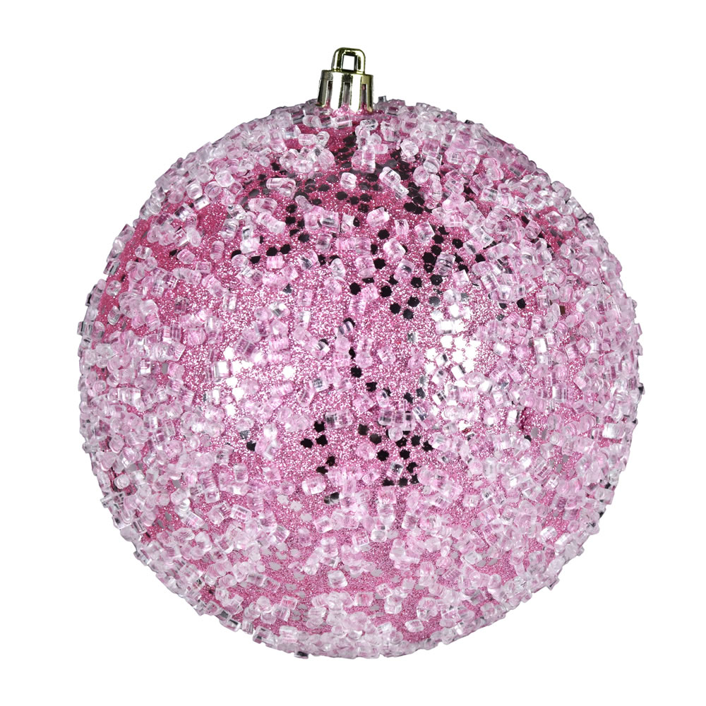 10 Inch Pink Glitter Hail Christmas Ball Ornament