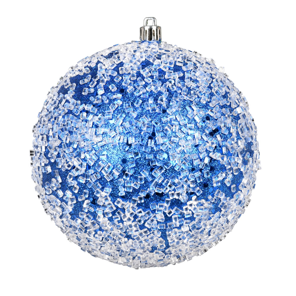 12 Inch Blue Glitter Hail Christmas Ball Ornament