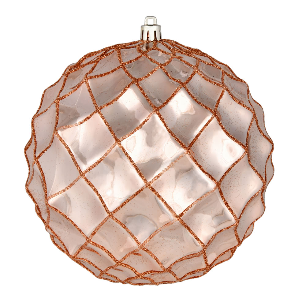 6 Inch Rose Gold Shiny Form Geometric Christmas Ball Ornament