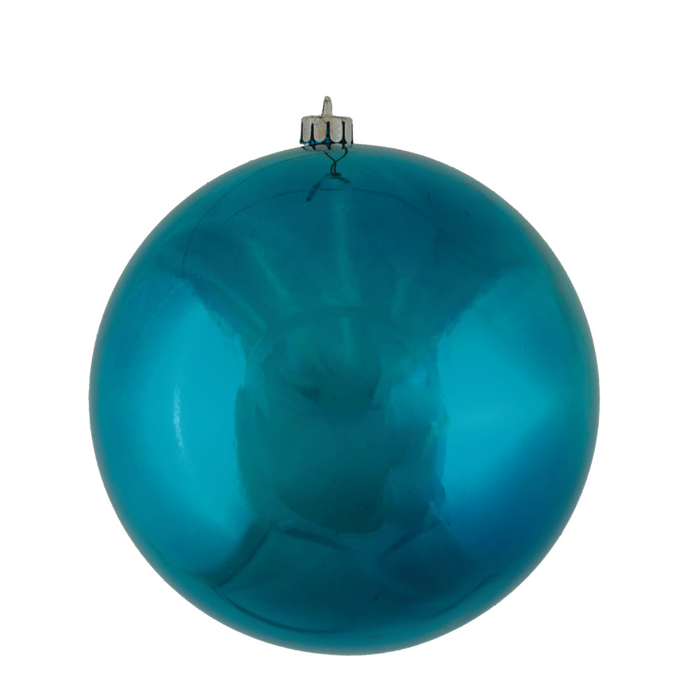 10 Inch Sea Blue Shiny Artificial Christmas Ball Ornament - UV Drilled Cap