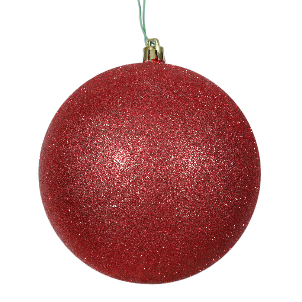 Christmastopia.com - 12 Inch Red Glitter Round Christmas Ball Ornament Shatterproof UV