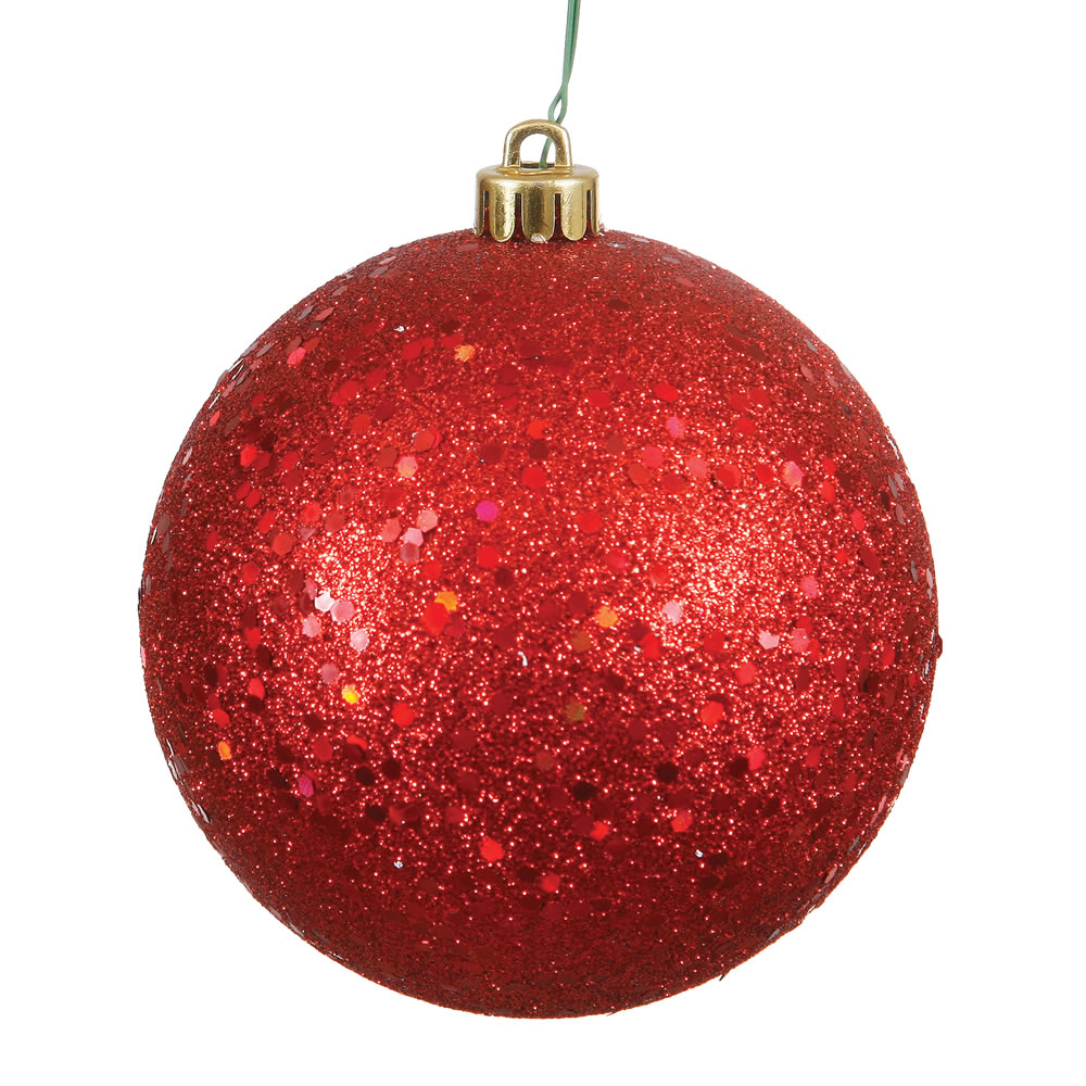 12 Inch Red Sequin Round Christmas Ball Ornament Shatterproof UV