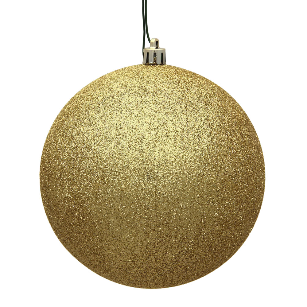 12 Inch Golden Glitter Round Christmas Ball Ornament Shatterproof UV