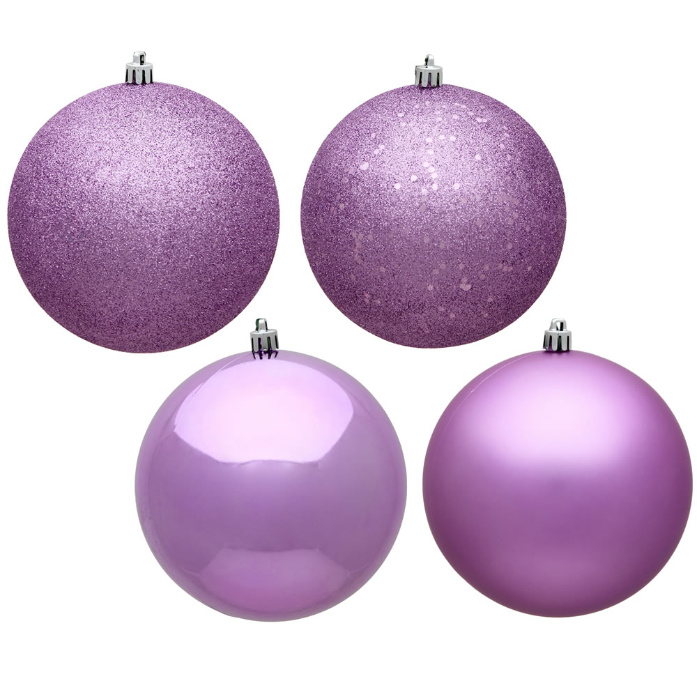 12 Inch Orchid Pink Round Christmas Ball Ornament Shatterproof Set of 4 Assorted Finishes