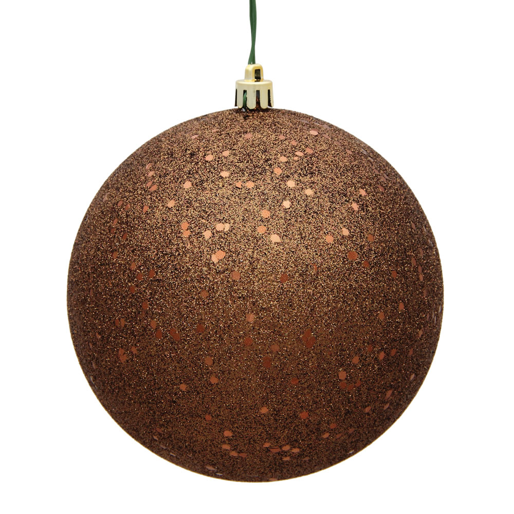 12 Inch Mocha Sequin Round Shatterproof UV Christmas Ball Ornament