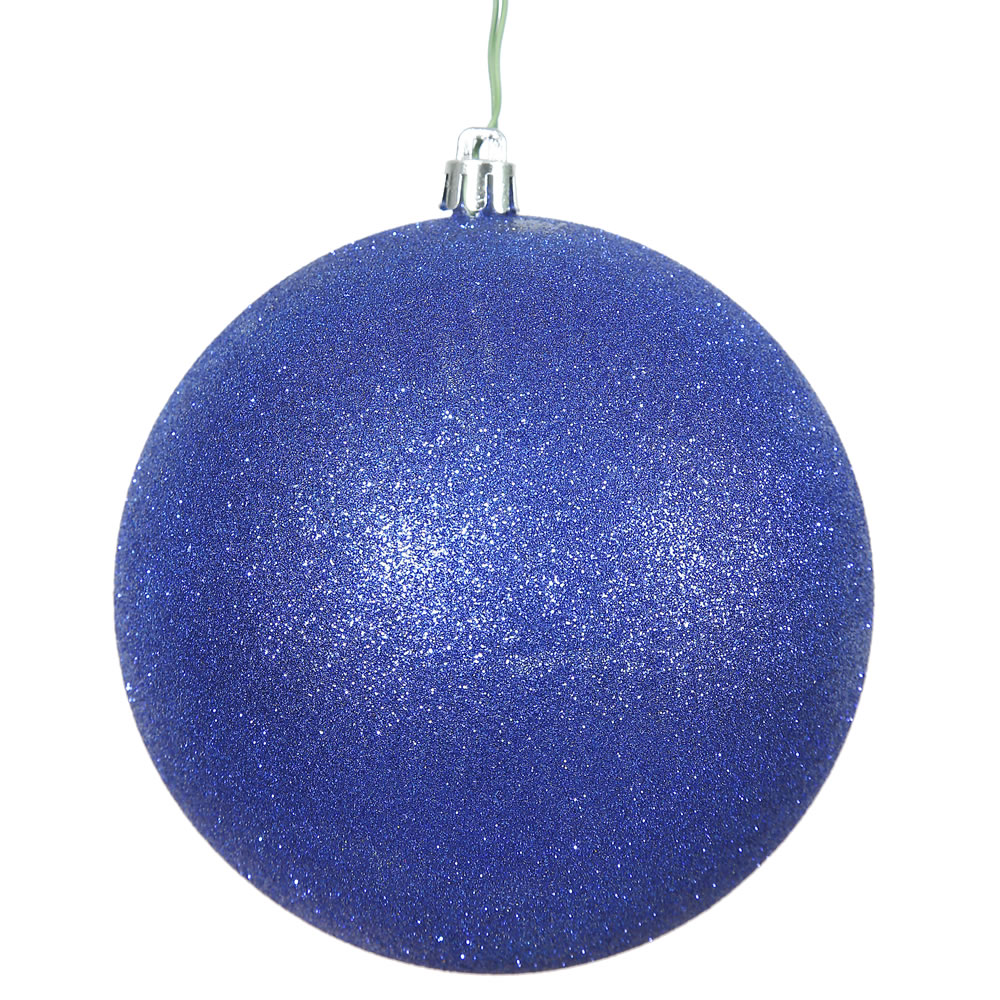 Christmastopia.com - 12 Inch Cobalt Glitter Christmas Ball Ornament with Drilled Cap
