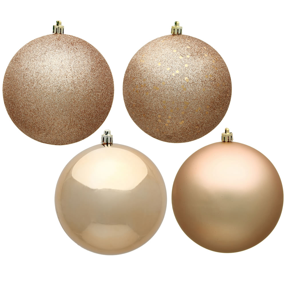 Christmastopia.com - 12 Inch Cafe Latte Round Christmas Ball Ornament Shatterproof Set of 4 Assorted Finishes