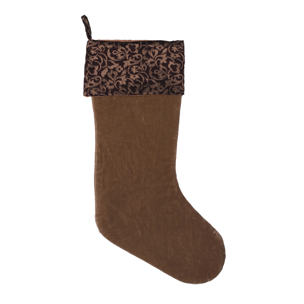 Brown Brocade and Plush Velvet Brilliance Decorative Christmas Stocking