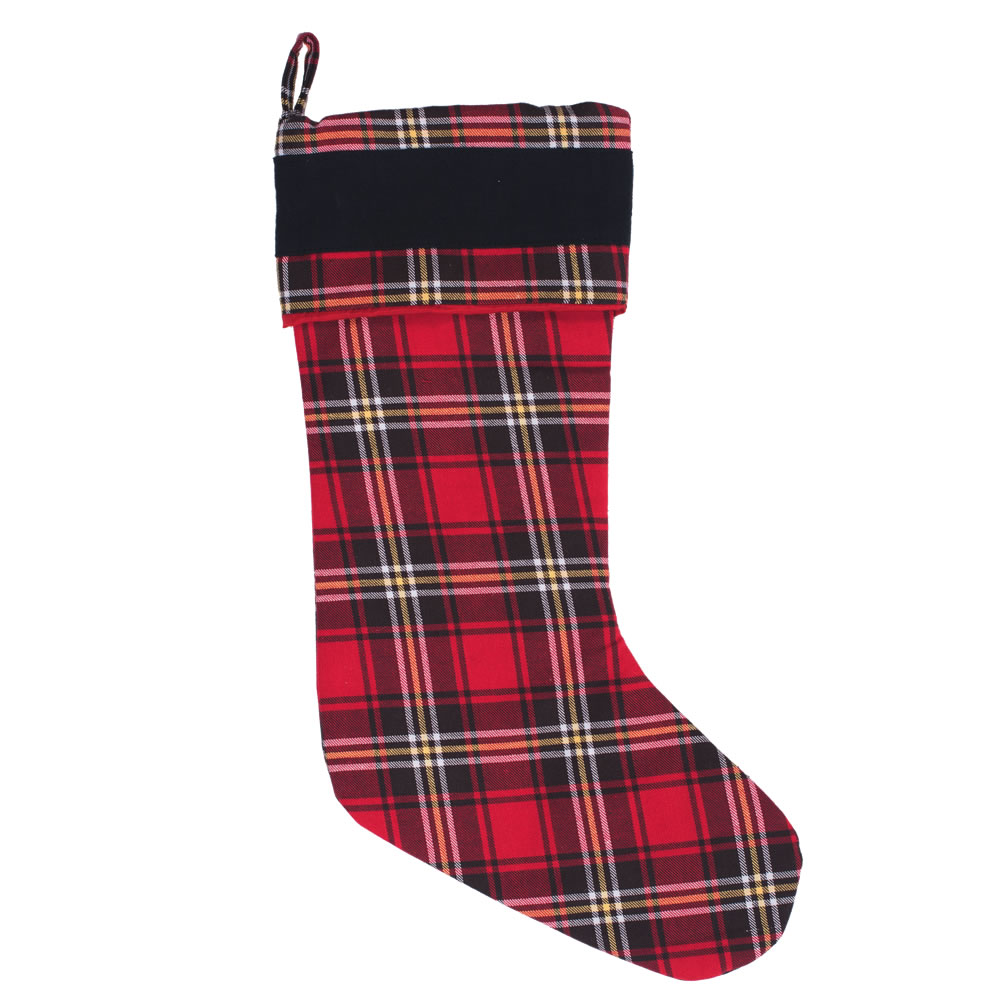 Christmastopia.com Red Black and White Plaid Duckcloth Scotsman Decorative Christmas Stocking