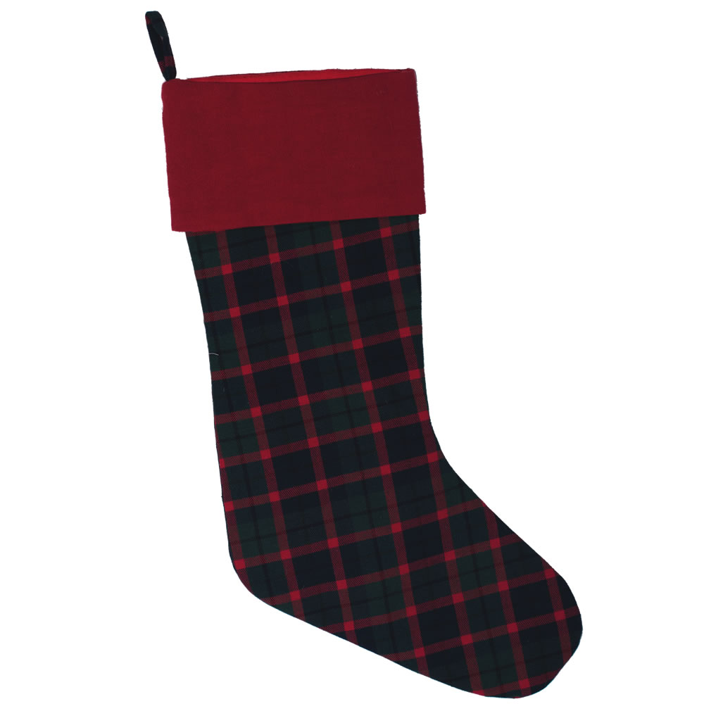 Christmastopia.com Green Red and Black Plaid Duckcloth Highlands Decorative Christmas Stocking