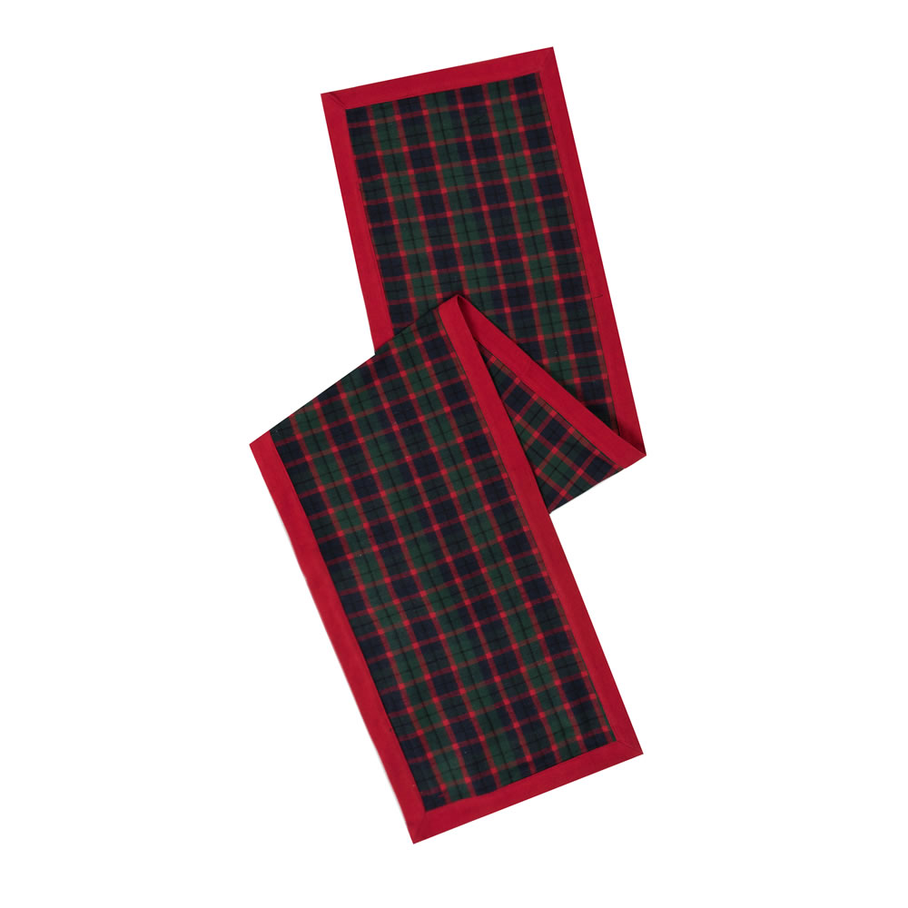 Red Green Black Plaid Duckcloth Highlands Decorative Christmas Table Runner