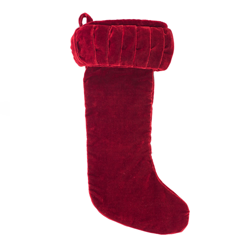 Red Velvet With Elegant Sheen Plush Decorative Christmas Stocking