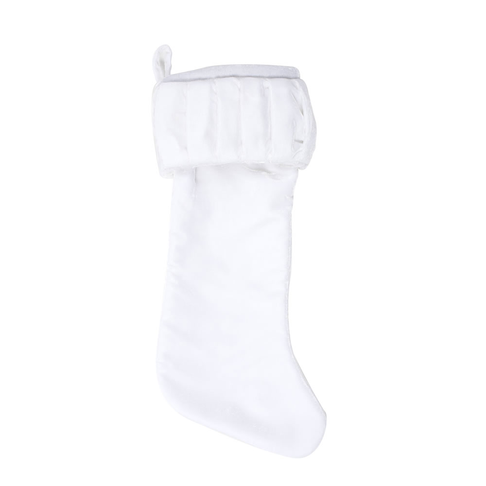 White Velvet With Elegant Sheen Plush Decorative Christmas Stocking