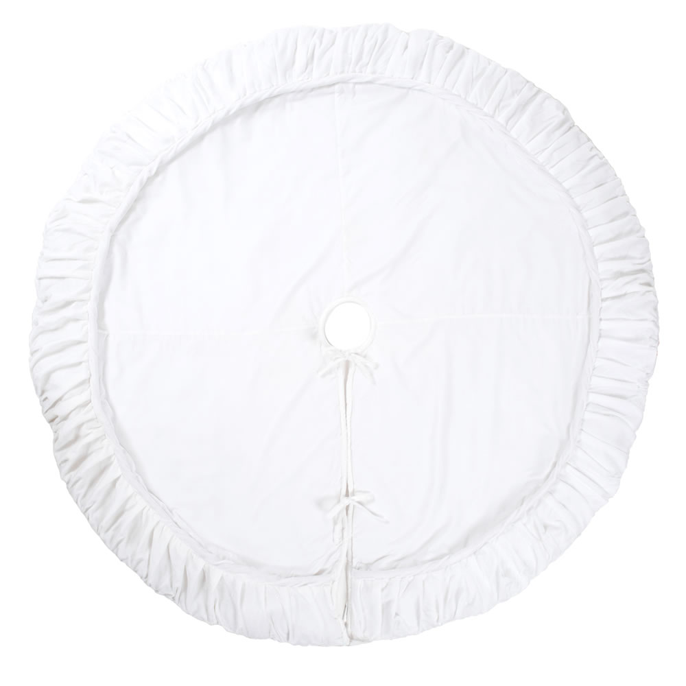 60 Inch White Velvet With Elegant Sheen Plush Decorative Christmas Tree Skirt